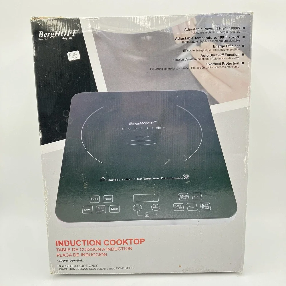 Berghoff Electric Induction Stovetop Cooktop XL Portable Adjustable Safety 1800W